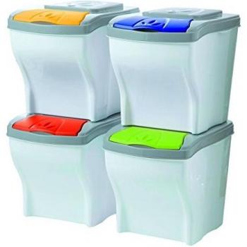 Papelera Reciclaje Poker 4 piezas Cubo Basura Piu 100buste +