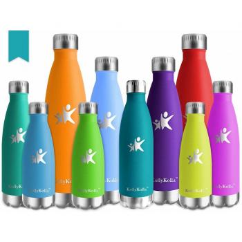 KollyKolla Botella de Agua Acero Inoxidable, Termo Sin BPA Ecológica, Botellas Termica Reutilizable Frascos Térmicos para Niños & Adultos, Deporte, Oficina, Yoga, Ciclismo,