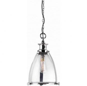 Lámpara colgante Storni de vidrio transparente y níquel pulido, 28 cm, E27