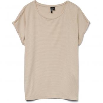 Camiseta de mujer Vero Moda LAVA, manga corta, cuello redondo, color beige