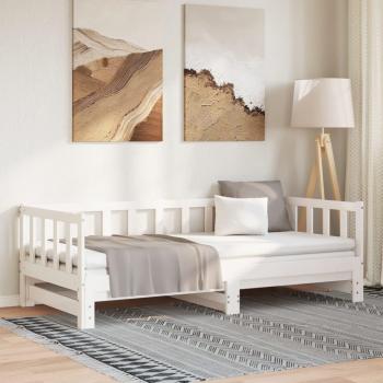 Sofá cama nido de madera maciza de pino blanco 80x200 cm con cama extraíble
