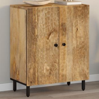 Armario Auxiliar de Madera Maciza de Mango 60x33x75 cm con Puertas y Cajón para Almacenaje Moderno