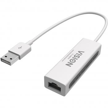 Vision TC-USBETH Adaptador de Cable USB-B RJ-45 Blanco - Adaptador para Cable