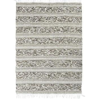 Alfombra Terra 100% algodón - 120 x 170 cm - Banda relieve blanco y arena