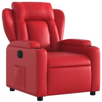Sillón reclinable eléctrico de cuero sintético rojo