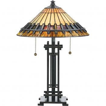QUOIZEL Lámpara de mesa Chastain con pantalla estilo Tiffany