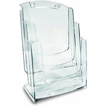 Portadepliant A4 de Pared con 3 Compartimentos, Transparente, 23,7 x 35,7 x 18,2 cm - Arda