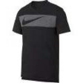 Nike M NK BRT Top SS HPR Dry GFX T-Shirt, Hombre, Black Heather/White, XL