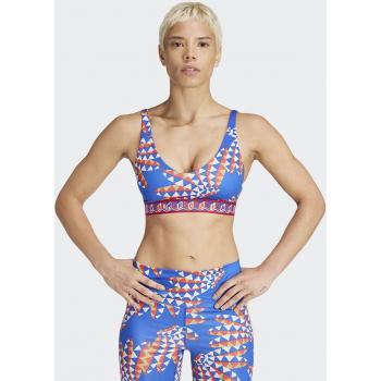Top deportivo de mujer adidas x FARM Rio en colaboración con la marca brasileña Farm, ideal para entrenamientos de fitness y yoga en color azul