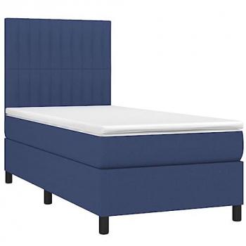 Cama box spring colchón y luces LED tela azul 90x200 cm vidaXL - Azul