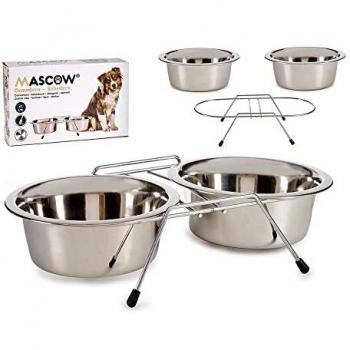 Comedero para Mascotas Doble Acero Inoxidable Plateado