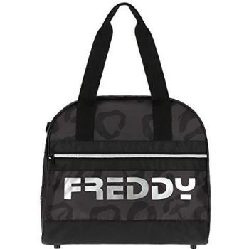 Freddy - Bolsa de gimnasio rígida de nailon con correa para el hombro Leopard Animalier Black Talla única