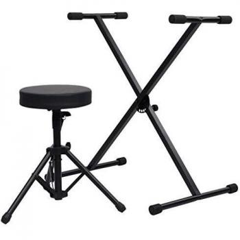 Set de soporte para teclado y taburete negro vidaXL