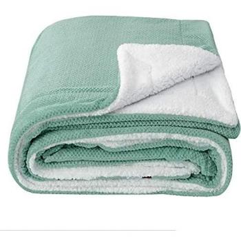 SOCHOW Manta de Lana de Sherpa a Cuadros, Manta Afelpada Reversible Esponjosa Ultrasuave Peluda Acogedora Ligera para Cama Sofá Diván Menta 150 x 200 cm