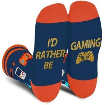 AGRIMONY Calcetines Divertidos Hombres-I’d Rather Be Gaming Personalizados Con Dibujos Algodón Graciosos Frikis Navidad Originales para Adolescentes Regalos
