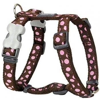 Arnés de Lunares Rosas Marrón para Perro - Red Dingo Style 25-39 cm
