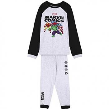 Pijama Infantil de Manga Larga Avengers 100% Algodón Negro para Niños