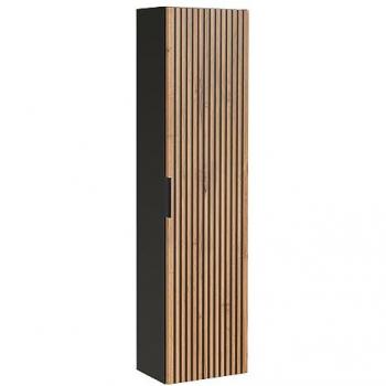 Columna de pared de madera con 1 puerta - H 140 x L 35 x P 25 cm - Negro Wotan