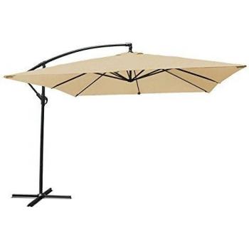 Sombrilla excéntrica cuadrada Happy Garden 2,7x2,7m en acero y tela beige