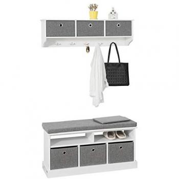 Mueble Recibidor Zapatero con Perchero Gris y Blanco FSR67-HG + FRG282-W