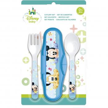 Winnie The Pooh - Set de cubiertos infantiles disney baby mickey línea microondas azul