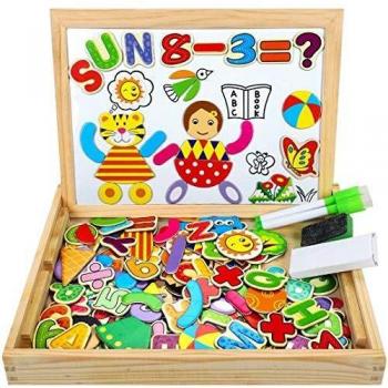 COOLJOY Puzzles Rompecabezas Magnéticos de Madera Juguete Educativo Tablero de Dibujo de Doble Cara para Niños Niña 3 Años 4 Años 5 Años - Acerca de 100 Piezas