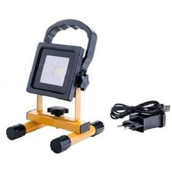Proyector portátil LED SMD 10W con batería recargable y luz fría 6000K