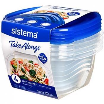 Sistema - Recipiente de Almacenamiento de Alimentos, Transparente con Tapa Azul, 1,2 l