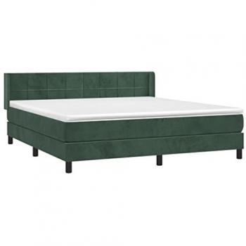 Cama Box Spring con Colchón de Terciopelo Verde Oscuro 160x200 cm