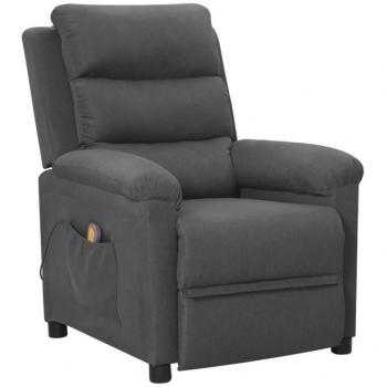 Sillón de masaje reclinable de tela gris oscuro vidaXL