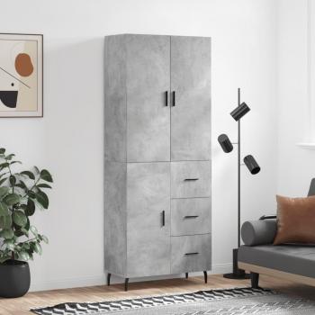 Aparador alto de madera contrachapada gris hormigón 69,5x34x180 cm