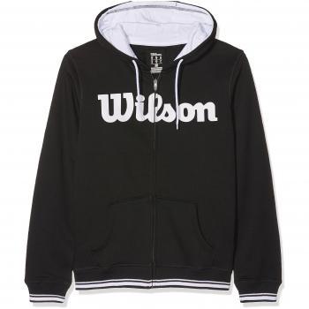 Wilson Sudadera con capucha de hombre, M Team Script FZ Hoody, Algodón/Poliéster, Negro/Blanco, Talla: XL, WRA765901