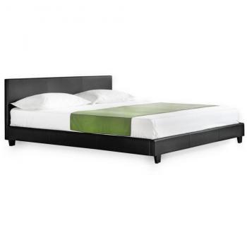Cama de matrimonio tapizada en piel sintética Albacete 180x200 cm color negro