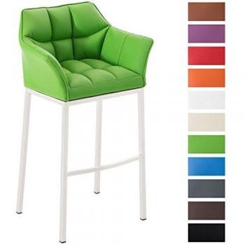 Taburete de Bar Damaso con Base de 4 Pies en Similpelle Verde y Blanco