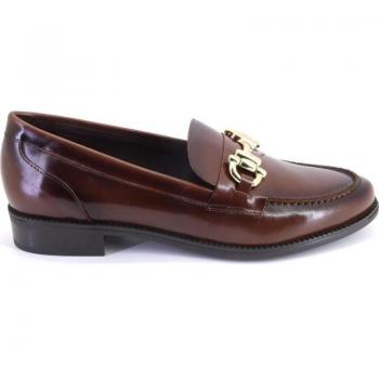 Mocasines planos de mujer Funchal 22534 en piel marrón