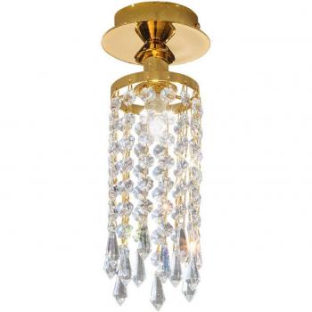 Lámpara de techo CHARLESTON diseño en oro de 24 quilates con bombilla y cristal, diámetro 10cm