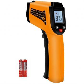 Termometro Infrarrojos laser, Profesional Medidor IR Digital sin Contacto, -50℃ ~ 550℃ Pistola de Temperatura, LCD Iluminación, Con Pilas, Para Coche, Cocina, Agua, Piscina
