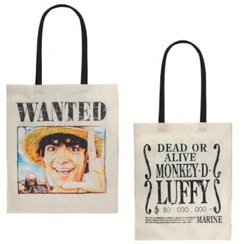 Bolsa Tote Wanted Luffy One Piece Cineréplicas - Bolsa tote se busca luffy live action - Cinereplicas One Piece - Wanted Luffy Tote Bag Bolso - 42 * 38cm - Licencia Oficial