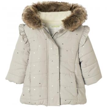 VERTBAUDET Chaqueta Acolchada Larga de Invierno para bebé niña Gris Claro Estampado 3-6 Meses, 67CM