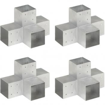 Conectores de postes en X galvanizados 101x101 mm - Pack de 4 unidades