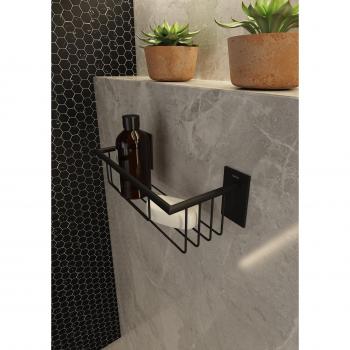 Bath+ by Cosmic Stick Jabonera de Ducha, Metal, Negro-Mate