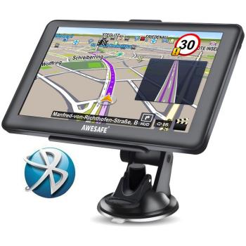 AWESAFE GPS para Coche de 7 Pulgadas Pantalla con Bluetooth, Negro