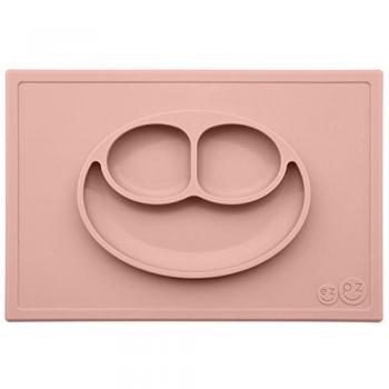 ezpz Happy Mat 24 meses +. Plato 100% de silicona con mantel individual incorporado para niños pequeños y preescolares. Rosa pálido