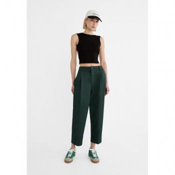 Stradivarius Carrot Fit Trousers with Darts Detail in Khaki Size 4 and Size 8
