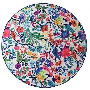 Alfombra de Baño Antibacteriana Terciopelo Blanco con Flores de Colores 10 mm y Suela Antideslizante