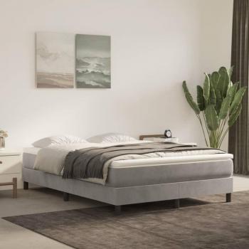 Cama box spring con colchón de muelles de terciopelo gris claro 140x200 cm