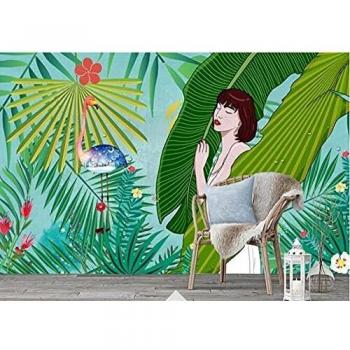 Papel Pintado 3D Personalizado 3D Mural Jane European Green Fresh Pintado A Mano Pájaro Planta Flor Pintura Decorativa Fondo Wall-400Cmx280Cm