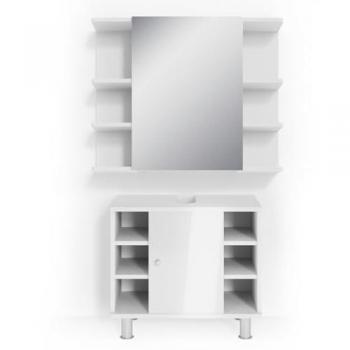 Conjunto de muebles de baño Fynn, Blanco alto brillo, 2 piezas