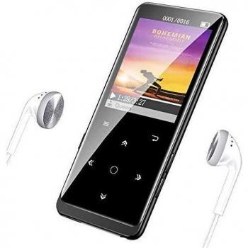 16GB Reproductor MP3 Bluetooth 4.1 HiFi SUPEREYE MP3 Player con 1.8 Pulgadas Cuerpo Efecto Espejo y Botón Táctil Radio FM,Grabarora de Voz,Soporte hasta 64GB