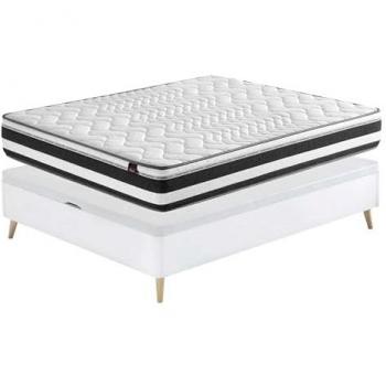 Pack de Descanso con Canapé y Colchón de Grafeno Bio Blanco 90x190 cm